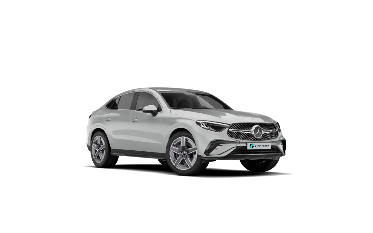 Mercedes-Benz GLC 200d Coupé 4MATIC AMG Advanced Plus, biały, widok z przodu i z boku.