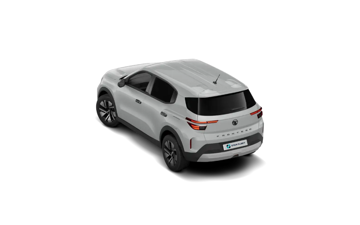 OPEL Frontera - 2 Opel Frontera GS 1.2 Turbo Hybrid w kolorze białym, widok z tyłu, czarne okna, aerodynamiczna sylwetka.