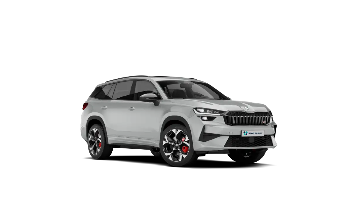 Škoda Kodiaq 1.5 TSI mHEV Selection w kolorze białym, widok z przodu z boku.